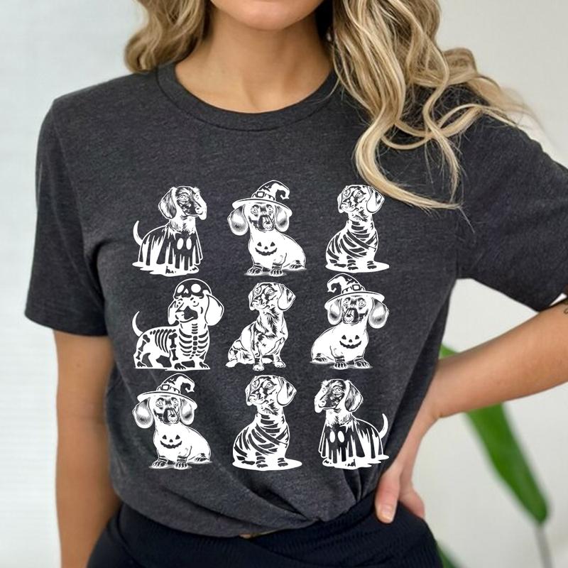 Dachshund Halloween Shirt, Dog Halloween Graphic Tee, Wiener Dog, Dachshund mom, Dachshund fall, Dog mom... (Image 3)