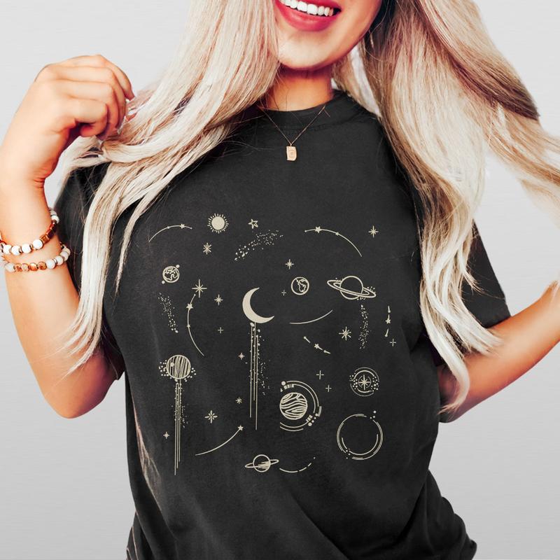 Comfort Celestial Shirt, Vintage Astrology Shirt, Spiritual Shirt for Women, Aesthetic TShirt Gift for Her, Moon Tee, Mystical T-Shirt, Boho Moon Phas
