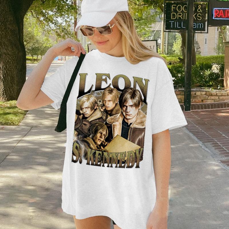 Leon Scott Kennedy Vintage T-Shirt, Leon S.Kennedy Resident Evil Shirt, Gift For Gaming Lovers Casual Clothing Fabric Menswear Sweatshirts