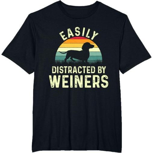 Dachshund Weiner Dog, Easily Distracted By Weiners T-Shirt Made in USA Hoodie Sweatshirt | TeeSparky.com (Image 5)