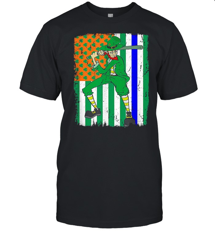 St Patrickâ€™s Day Baseball Police Officer Cop Irish USA Flag shirt