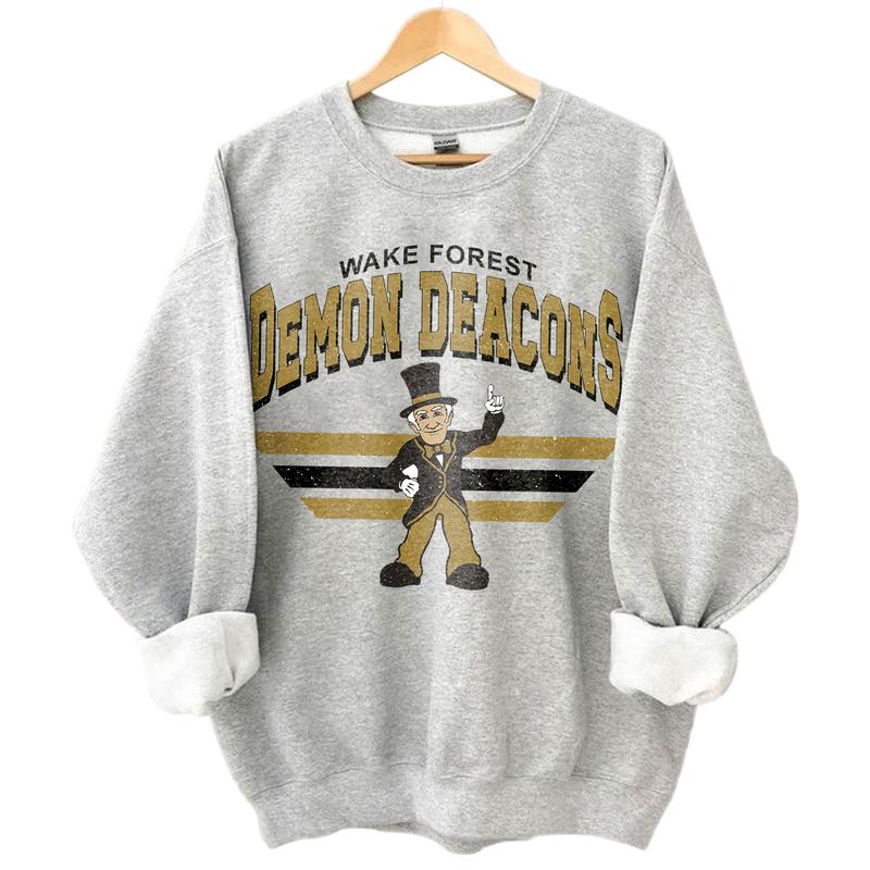 Wake Forest Demon Deacons Vintage NCAA Sweatshirt, University Sport Shirt, Classic Gift for Football Fans, Cotton, Unisex Comfort Hoodie Collection