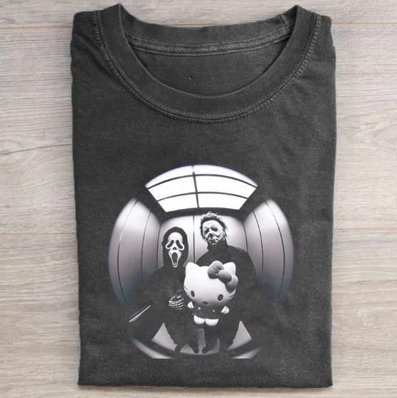 Vintage Halloween Graphic T-shirt, Ghost Face X Michael Myers Tee, Horror Movie Shirt, Horror Character, Funny Halloween Shirt, Unisex T-Shirt, Gift For Men Women