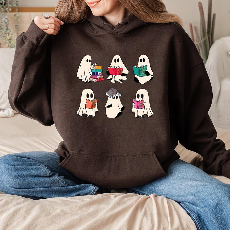 Halloween Bookish Ghost Crewneck Sweatshirt Hoodie Tshirt, Halloween 2024 Gifts | TeeSparky.com (Image 5)