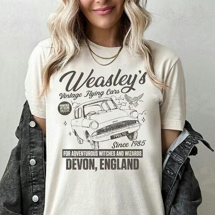Weasley's Vintage Flying Cars Shirt, Hogwarts Sweatshirt, Harry Potter Sweatshirt Cotton Shirt, Wizarding House Sweatshirt, Halloween Sweatshirt, Harr