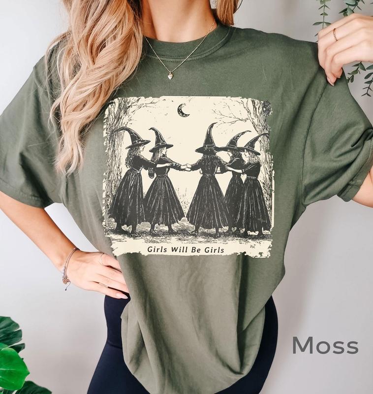 Vintage Girls Will Be Girls T-Shirt, Witch Shirt, Halloween Women Shirt, Witchy Vibes Shirt, Vintage Halloween Shirt, Funny Feminist shirt