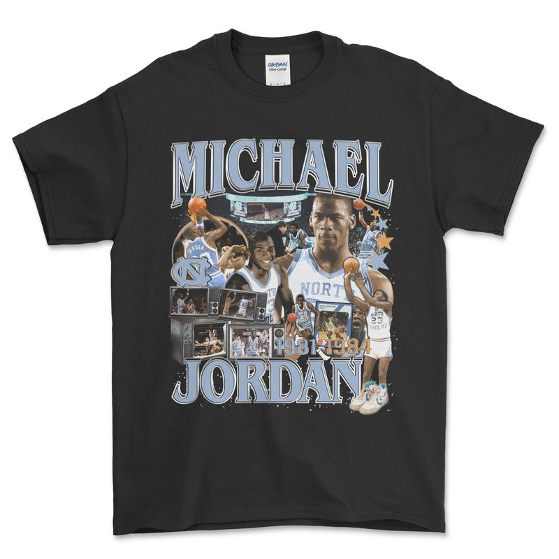 Michael J North Carolina T-Shirt, graphic vintage sports tees for men