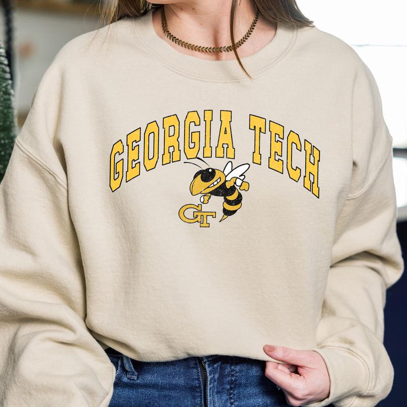 Georgia Tech Yellow Jackets Vintage Football NCAA Trendy Sweatshirt, Georgia Institute of Technology Unisex Football NCAA Shirt, Gift For Men, Gift Fo