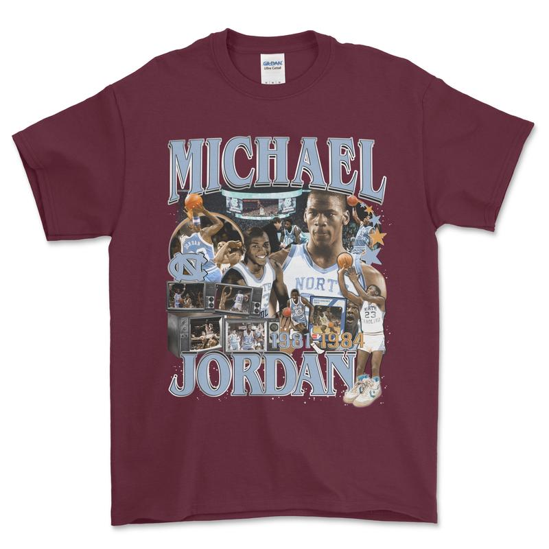 Michael J North Carolina T-Shirt, graphic vintage sports tees for men