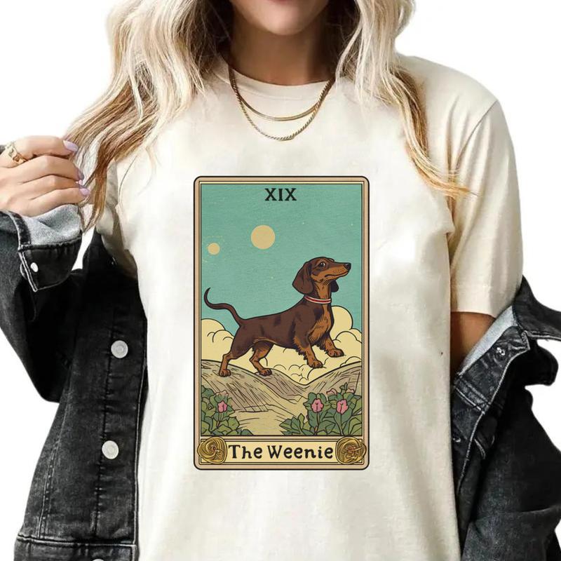 Dachshund T Shirt, Doxie Tarot Card T-Shirt Unisex Classic Cotton Hoodie Sweatshirt | TeeSparky.com (Image 1)