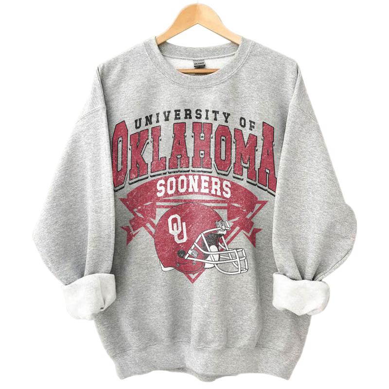 Oklahoma Sooners Vintage NCAA Sweatshirt, University Football Shirt, Classic Gift for Fans, Cotton Casual Wear, Unisex T-Shirt, Vintage Style