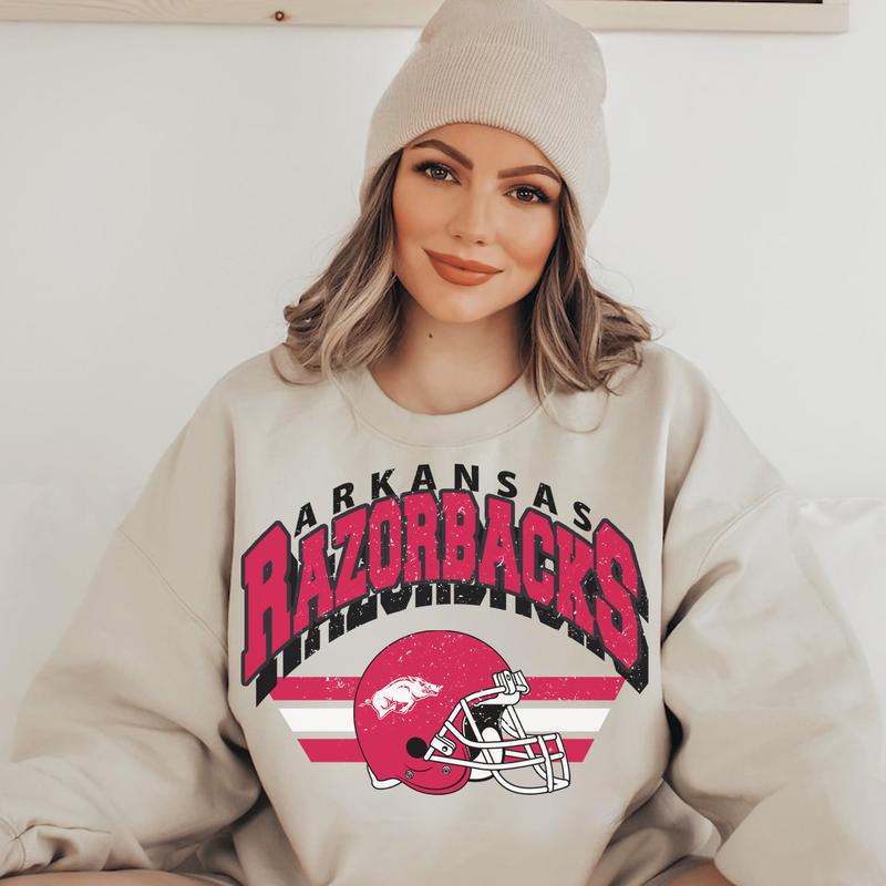 Vintage The University of Arkansas Football Sweatshirt, Trendy Arkansas Razorbacks Football Fan Gifts, NCAA Arkansas Razorbacks Football Game Day, Arkansas Razorbacks Football Women Shirt , Arkansas Razorbacks Sweater Comfort HSW12
