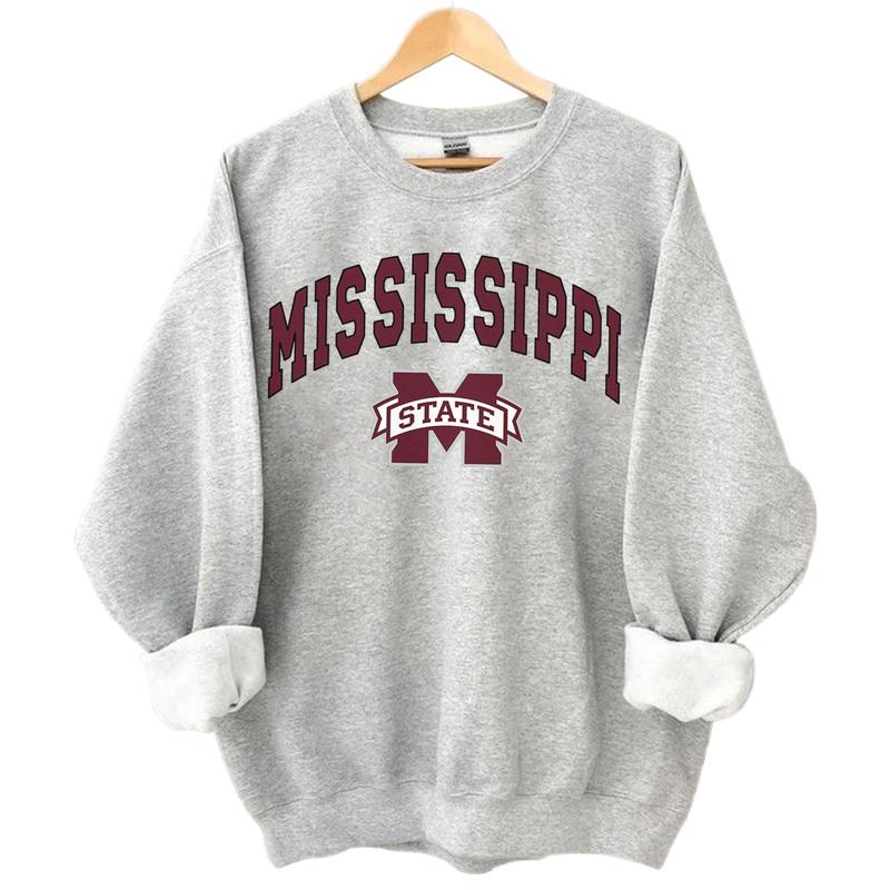 Mississippi State Bulldogs Vintage Football NCAA Sweatshirt | University Crewneck for Game Day | Unisex Cotton Tops