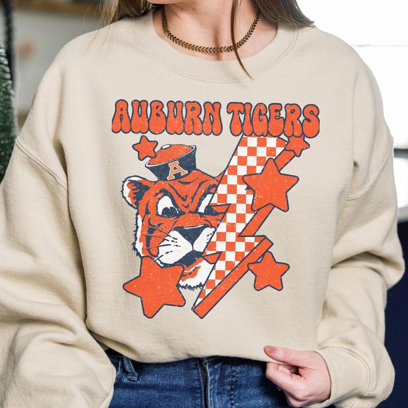 Auburn Tigers Vintage Football NCAA Sweatshirt, Auburn University Vintage Sweatshirt, Unisex Vintage Sweatshirt NCAA, Classic Sport Sweatshirt, Gifts For Football Fan Sport, Cotton, Women