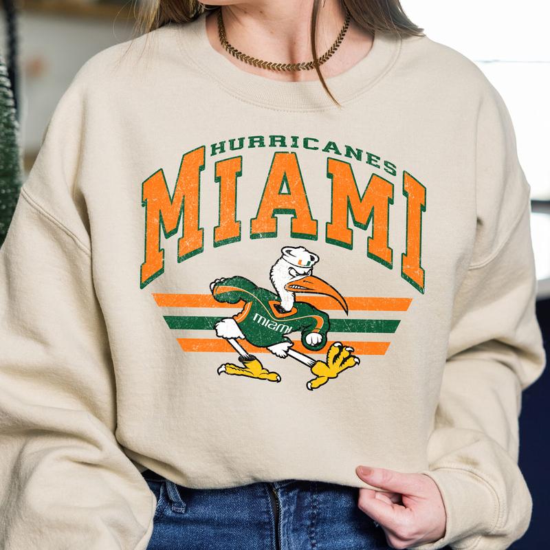 Miami Hurricanes Vintage Football NCAA Sweatshirt, Vintage Sweatshirt NCAA, Classic Sport Sweatshirt, Gifts For Football Fan Sport