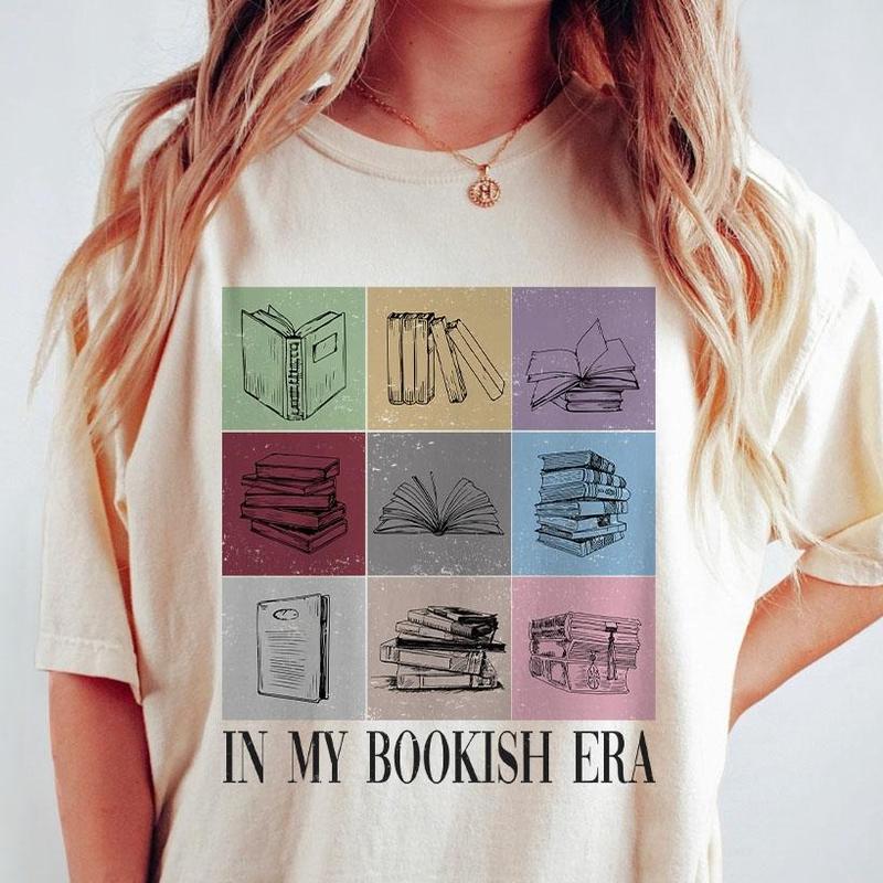 Comfort Colors Book Lovers Shirt, In My Bookish Era Shirt, Minimalist Book Reading Tshirt, Book Floral Shirt,... (Image 1)