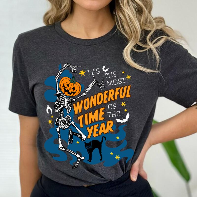 Retro Halloween Shirt, Halloween Costume Women, Dancing Skeleton, Fall Autumn Shirt, Thanksgiving Gift,... (Image 3)
