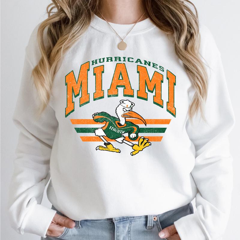 Miami Hurricanes Vintage Football NCAA Sweatshirt, Vintage Sweatshirt NCAA, Classic Sport Sweatshirt, Gifts For Football Fan Sport