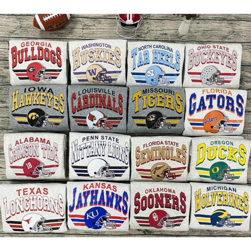 Vintage Football NCAA Sweatshirt, Ash Grey, Vintage Sweatshirt All Teams NCAA, Classic Sport Sweatshirt, Gifts For Football Fan Sport, Crewneck Menswear