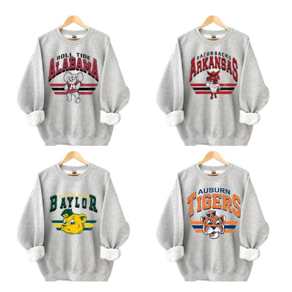 Vintage College Football Mascot Crewneck Sweatshirt, Vintage Sweatshirt All Teams NCAA, Classic Sport Sweatshirt, Gifts For Sport, Color Sport Grey