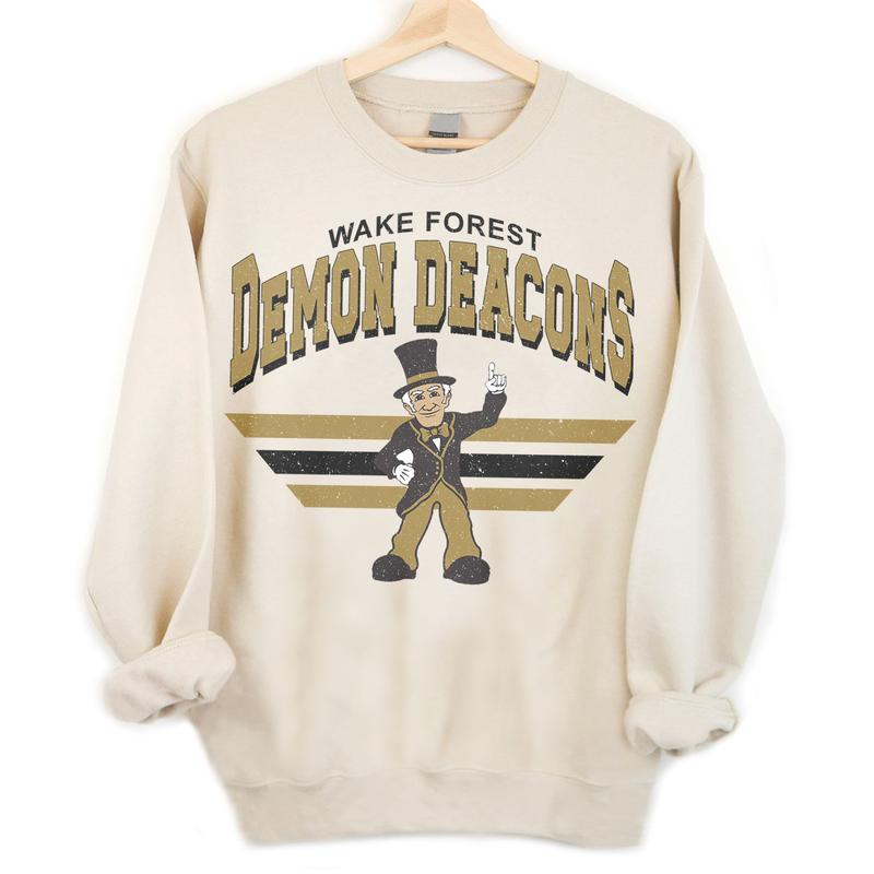 Wake Forest Demon Deacons Vintage NCAA Sweatshirt, University Sport Shirt, Classic Gift for Football Fans, Cotton, Unisex Comfort Hoodie Collection
