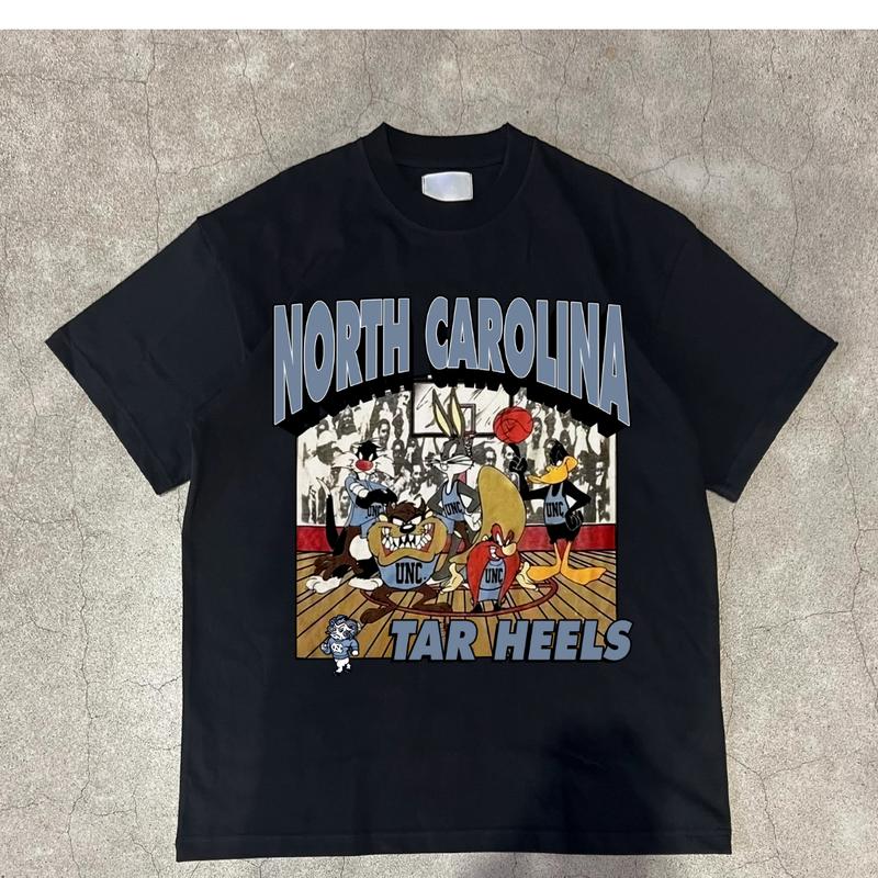 Vintage UNC Tar Heels Looney Tunes NCAA T-Shirt Unisex Menswear Casual Soft new jersey