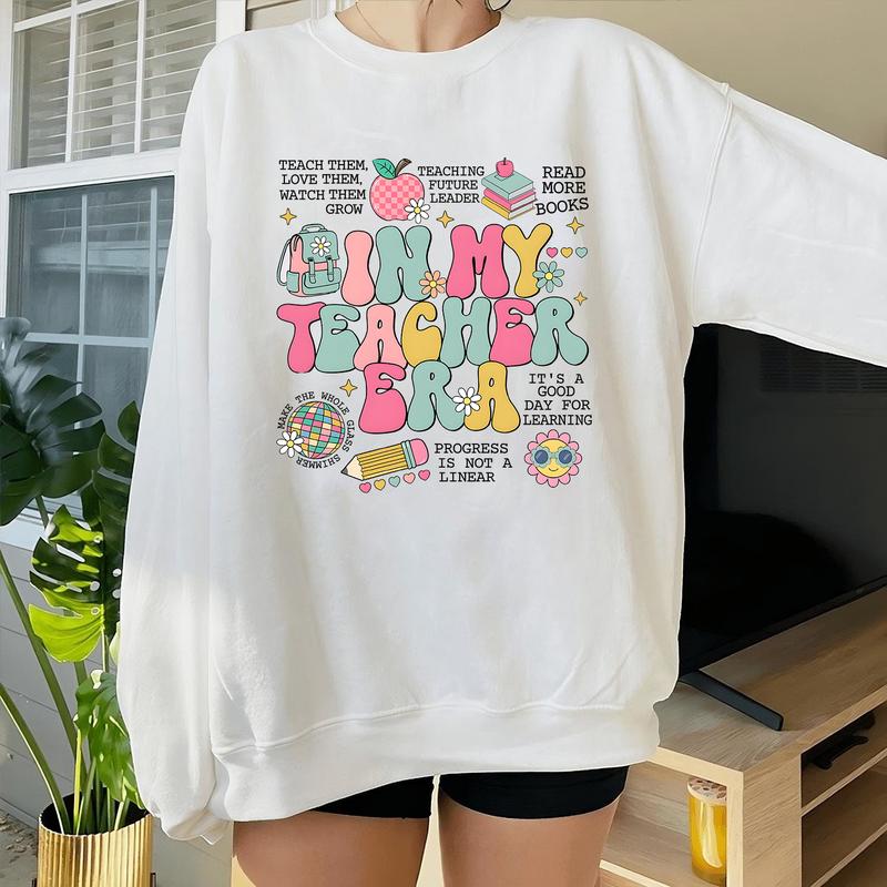 Vintage In My Teacher Era Shirts, Back to School 2024 Gift for Teachers, School Teacher Sweatshirt