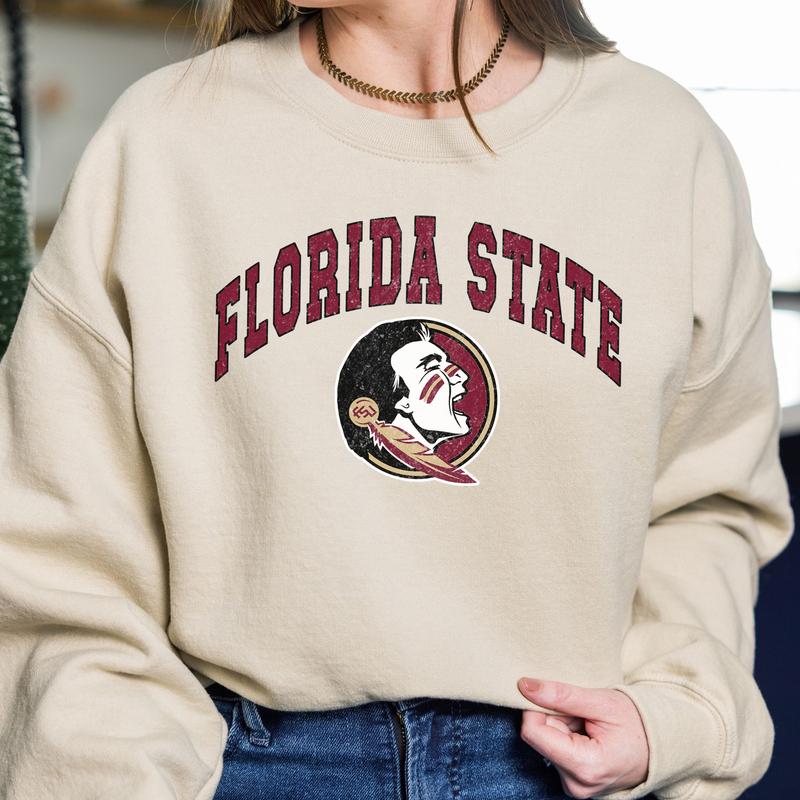 Florida State Seminoles Vintage Football NCAA Trendy Sweatshirt, Florida State University Unisex Football NCAA Shirt, Gift For Men, Gift For Girls, Crewneck, Cotton, Sweaters, Pullover