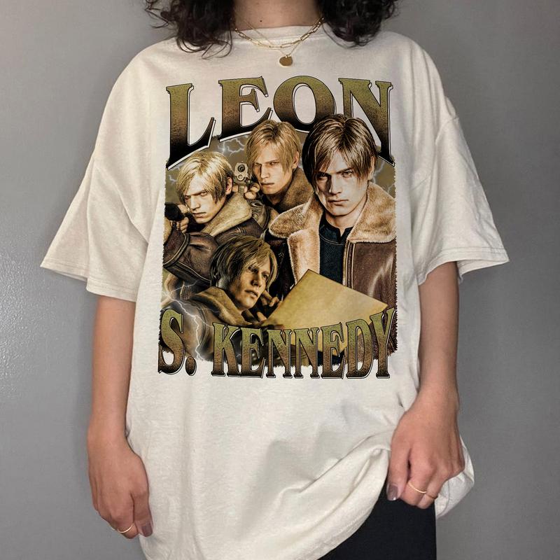 Leon Scott Kennedy Vintage T-Shirt, Leon S.Kennedy Resident Evil Shirt, Gift For Gaming Lovers Casual Clothing Fabric Menswear Sweatshirts
