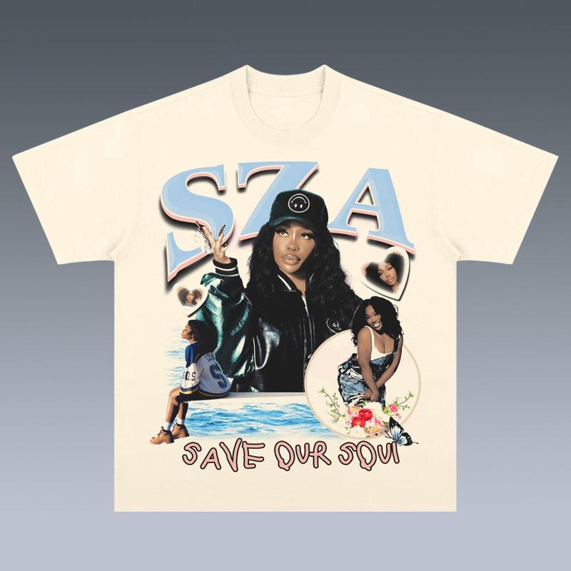 S.Z.A S.O.S Ver3  Vintage 90s Graphic Tees, 2 Sides Cotton Vintage Shirt To Match Sneaker Hiphop Clothing Rapper Merch Shirt, Hiphop Tour Concert 2024, Gift For Fan Y2K Aesthetic Hoodie Sweatshirt