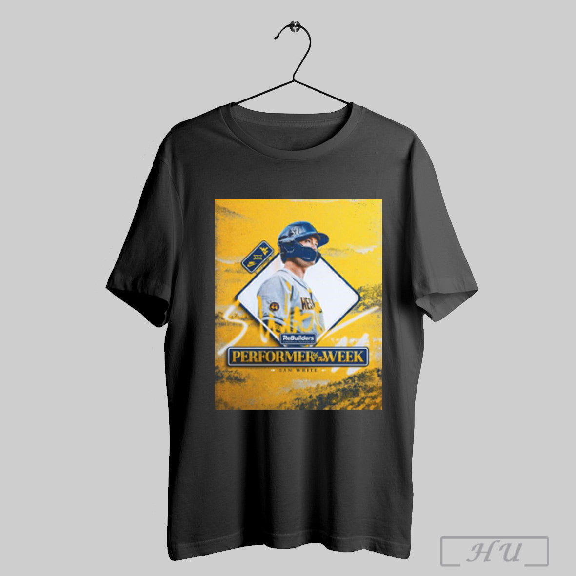 Trendy West Virginia Mountaineers Baseball Sam White Performer Of The Week Rebuilders Commercial Restoration Poster T...
