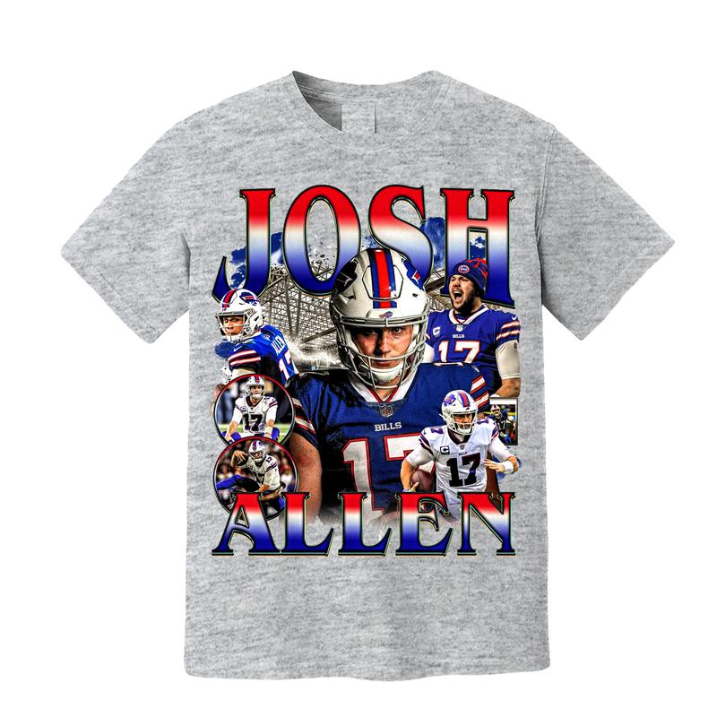 Vintage Josh Allen T-Shirt, American Football Merch, Buffalo Shirt, Perfect for Fans of Buffalo, Gildan Full Size Color