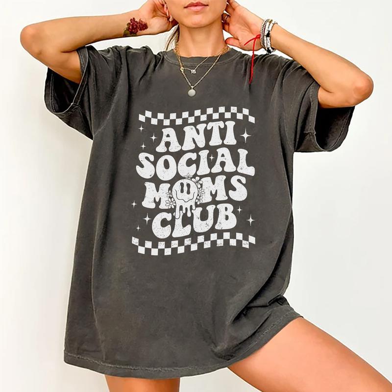 Anti Social Moms Club Vintage Tees, Antisocial Mom Vintage Graphic Tee Women, Mom Life Unhinged Shirts, Adult... (Image 5)