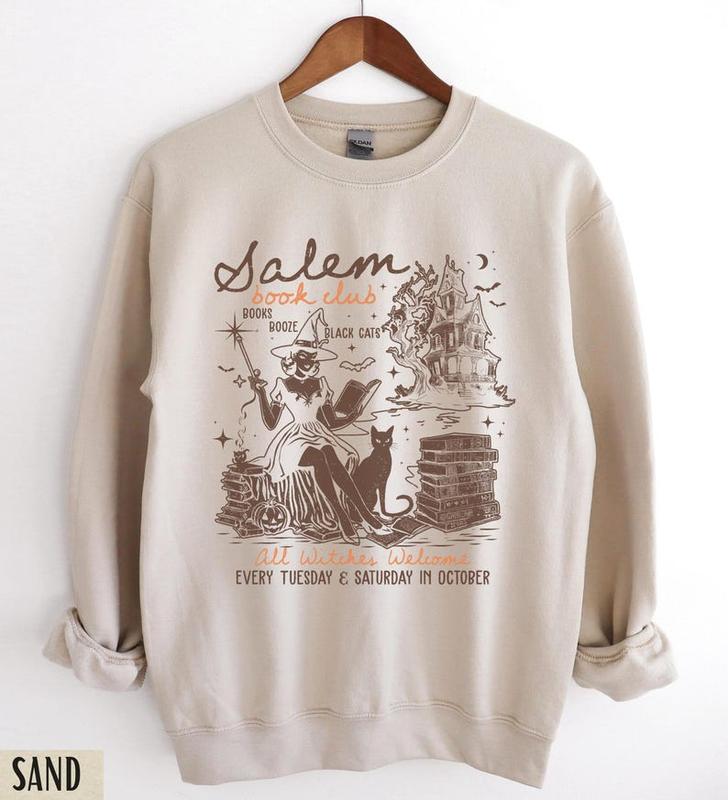 Salem Book Club Sweatshirt, Halloween Crewneck, Retro Halloween Sweatshirt, Vintage 90s Witch Sweatshirt,... (Image 4)