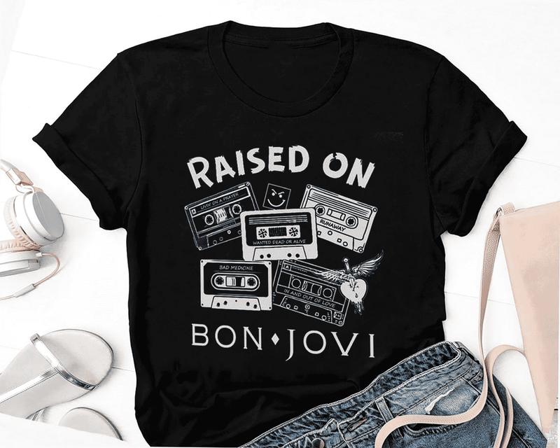 Raised On Bon Jovi Band T-Shirt, Bon Jovi Shirt Fan Gifts, Bon Jovi Vintage Shirt, Bon Jovi Rock Shirt, Bon Jovi Band Shirt, 80S Music Shirt, Shirt Fo