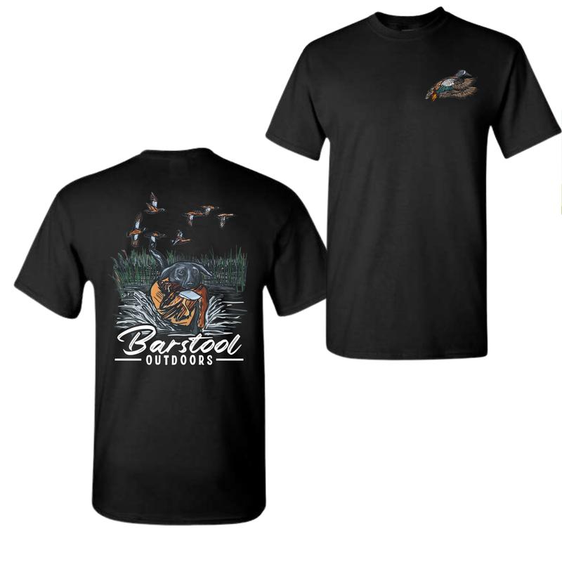 Barstool Outdoors Duck Hunt 2 Sided Shirt, Vintage Mallard Hunting Tshirt, Unisex Graphic Printed Tee, Cotton Shortsleeve Casual Womenswear, Daily Women's Top