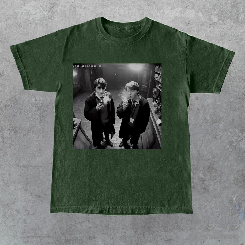 Harry and Ron Smoking Shirt Potter Tshirt, Wizarding Fan Shirt, Potterhead Christmas Birthday Gift, Funny 90s Vintage Meme Shirt