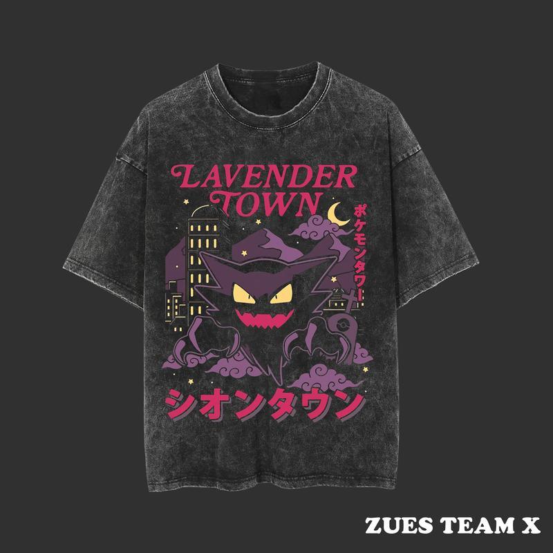 Lavender Town Legends 90s Vintage, Vintage Tee Unisex Oversize Anime Manga Washed Heavyweight Cotton T-shirt, Gift For Anime Fan, Anime Lover
