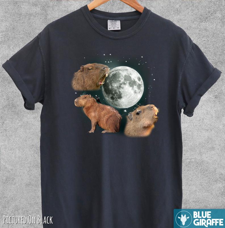 Capybara Moon Vintage Shirt, Retro Meme Moon Tshirt, Capybara Lovers T Shirt, Comfort Colors Shirt