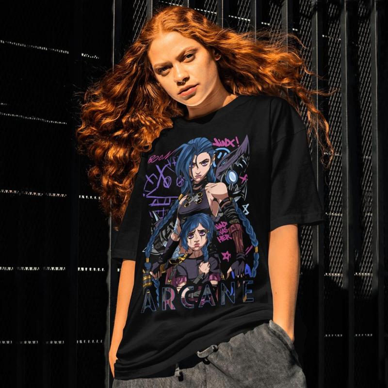 Arcane Jinx Unisex Tee Season 2 Stylish Cotton Shirt, Perfect Gift For Fans, Cosplay Costume, Gamer Apparel, Casual Top,...