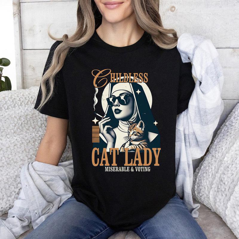Childless Cat Lady Shirt, Cute Funny Cat Tshirt, Childless Cat Lady, President Harris Tee, Vintage Shirt Top Womenswear