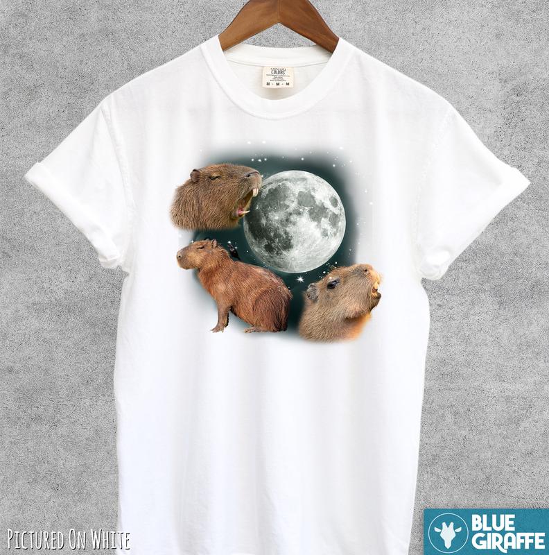 Capybara Moon Vintage Shirt, Retro Meme Moon Tshirt, Capybara Lovers T Shirt, Comfort Colors Shirt