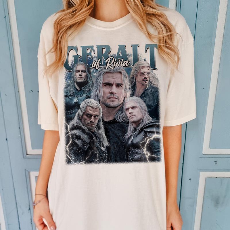 Geralt of Rivia Vintage T-Shirt, Henry Cavill, Geralt Henry Shirt, Cavill in The Witcher Shirt, Gift For Gaming Lovers Casual Clothing Sweatshirts
