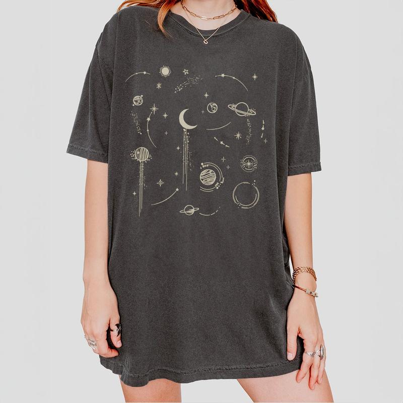 Comfort Celestial Shirt, Vintage Astrology Shirt, Spiritual Shirt for Women, Aesthetic TShirt Gift for Her, Moon Tee, Mystical T-Shirt, Boho Moon Phas