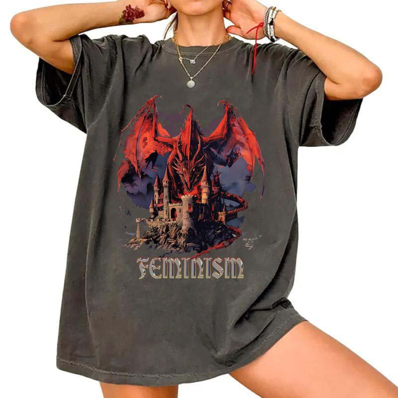 Vintage 90s Feminism Dragon Fantasy T-Shirt, Funny Gag Meme Shirt, Graphic Tee, Perfect Gag Gift for Friends, Unisex Wearable Humor