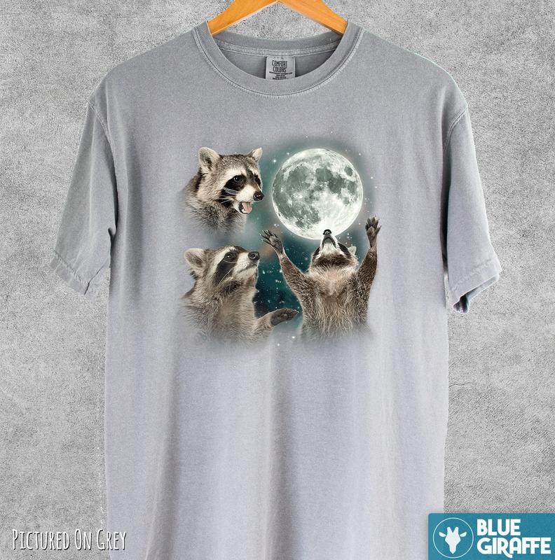 Three Raccoons Vintage Shirt, Retro Raccoon Moon Tshirt, Raccoon Lovers T Shirt, Funny Raccon Tee, Oversized Washed Tee, Raccoon Gifts, Comfort Colors