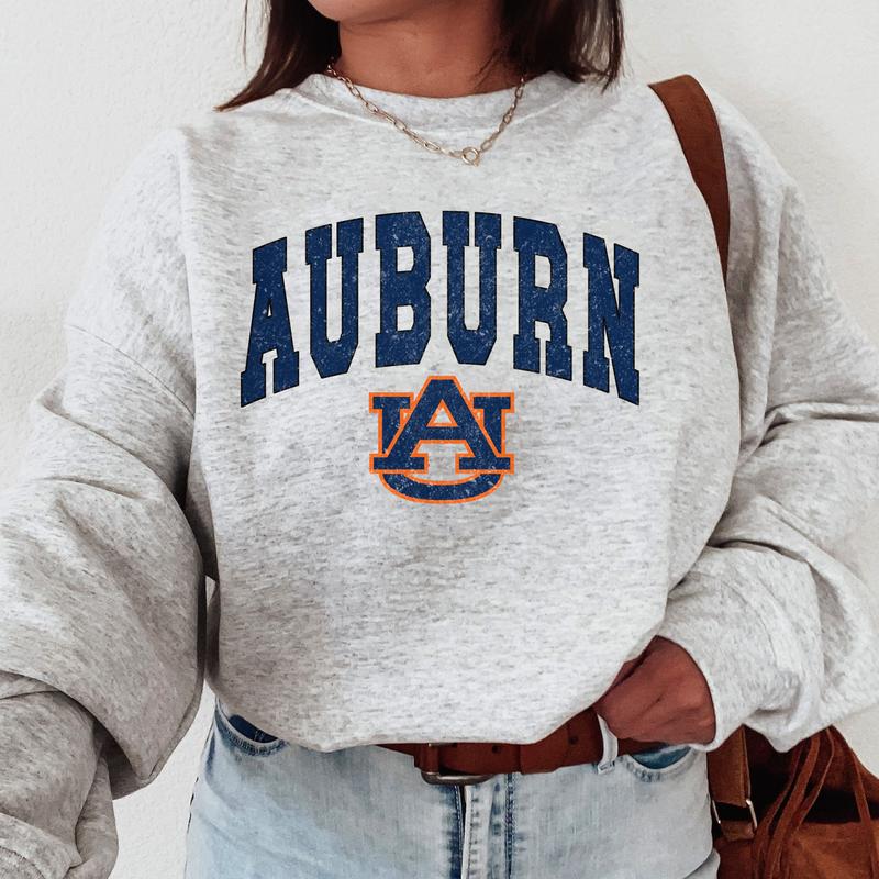 Auburn Tigers Vintage Sweatshirt, Unisex Auburn Football Shirt, Crewneck Gift for Men and Girls, Cotton Pullover, Classic Sport Style