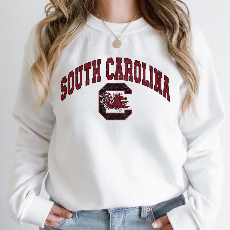 South Carolina Gamecocks Vintage Football NCAA Trendy Sweatshirt, University of South Carolina Unisex Football NCAA Shirt, Gift For Men, Gift For Girls, Crewneck, Cotton, Sweaters, Pullover