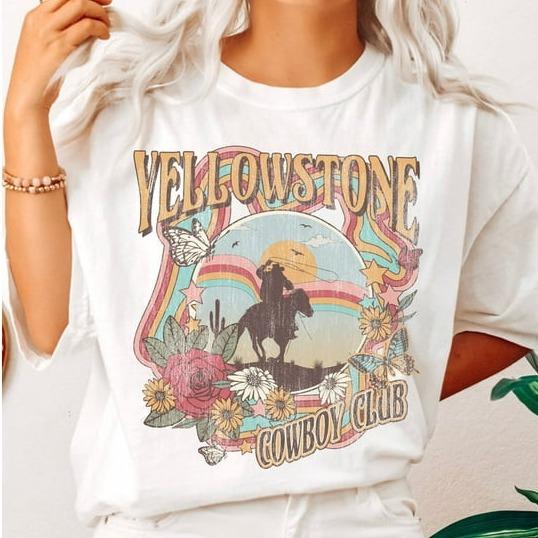 Retro Yellowstone Shirt, Vintage Cowboy TShirt, Boho Tee, Montana Ranch Tee, Country Western Cowgirl Shirt, Horse Lover Gift Comfort Cotton