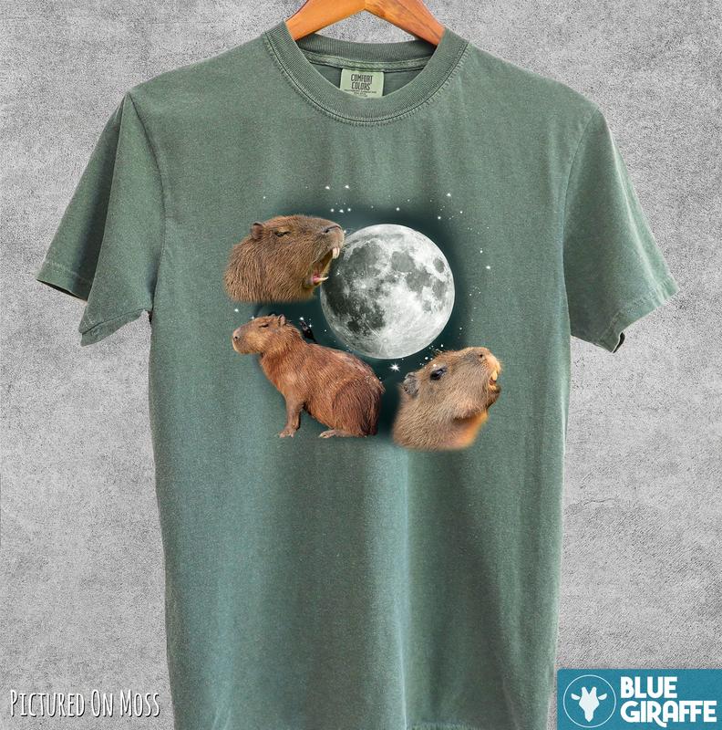 Capybara Moon Vintage Shirt, Retro Meme Moon Tshirt, Capybara Lovers T Shirt, Comfort Colors Shirt